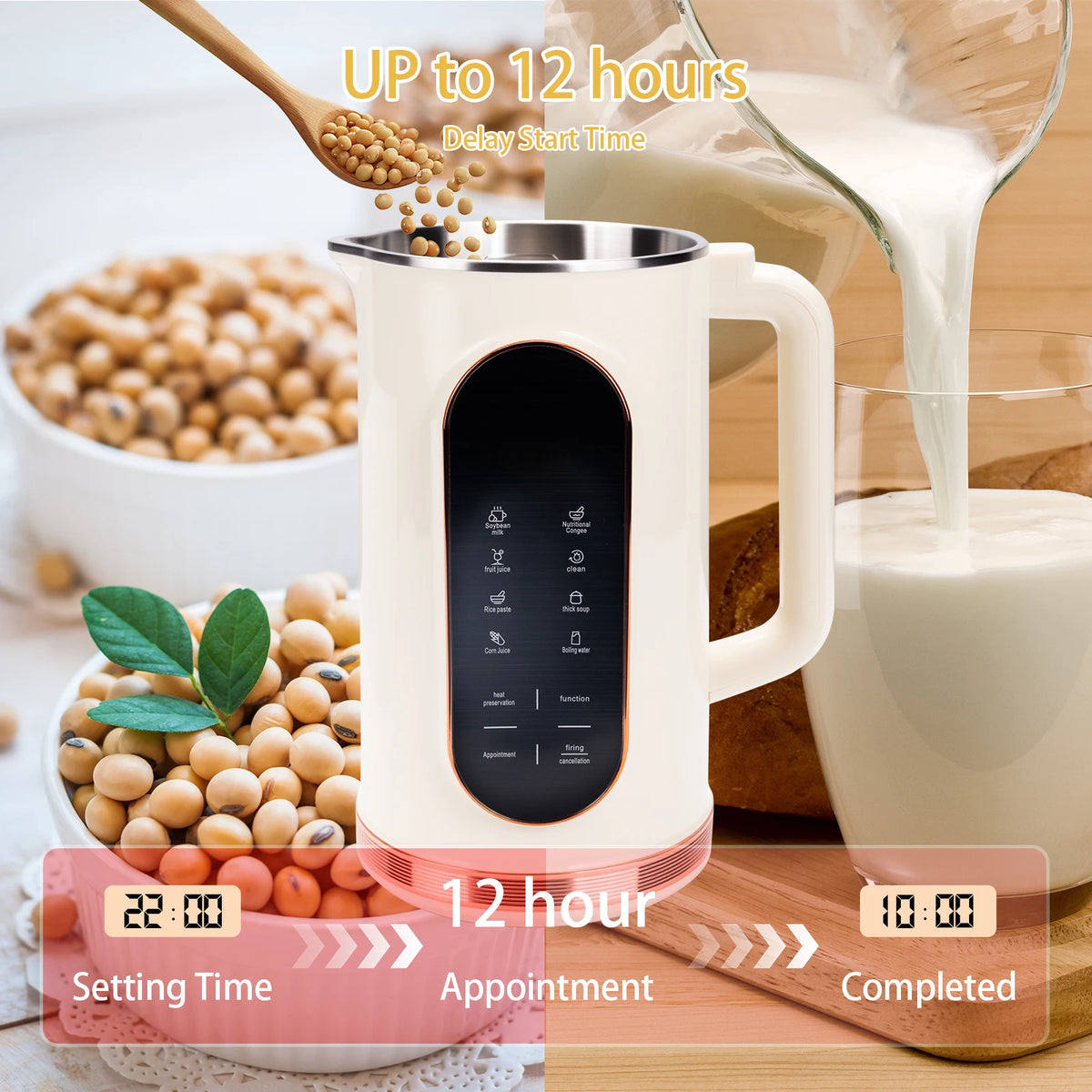 Automatic Plant Based Nut Milk Maker For Homemade Soy Beverage Making