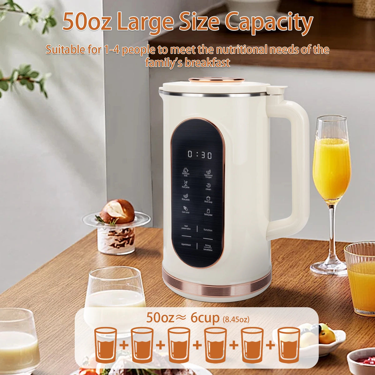 Automatic Plant Based Nut Milk Maker For Homemade Soy Beverage Making