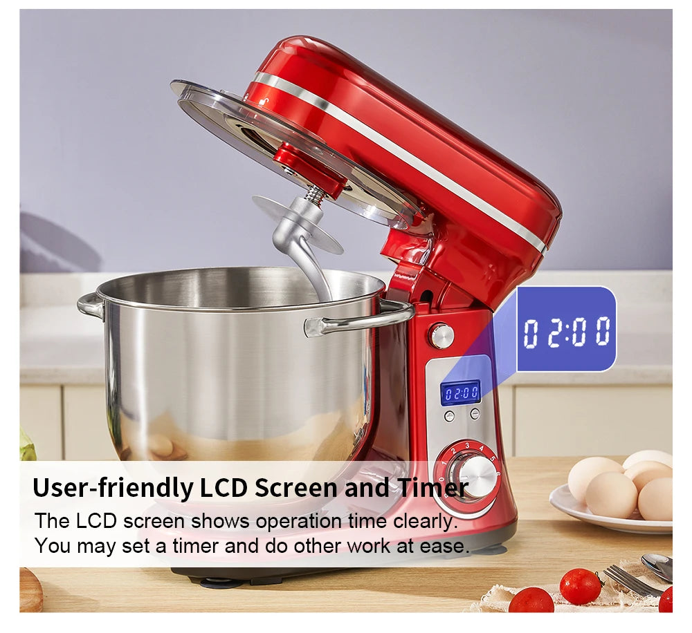 Biolomix 6 Speed 1200W Quiet Stand Mixer Stainless Steel Bowl