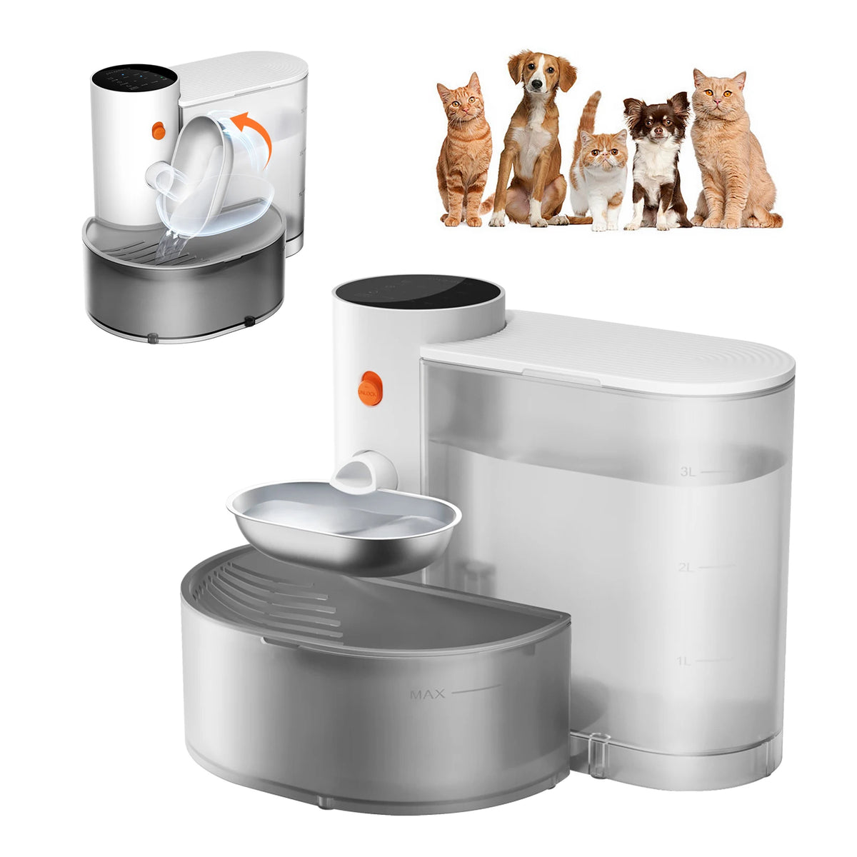 Petgravity Stainless Steel Automatic Purifying Water Dispenser Bowl for Cats