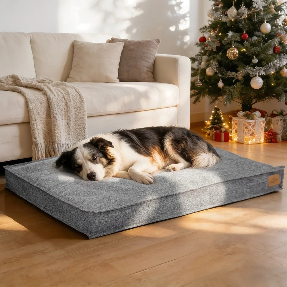 BORWART Washable Linen Dog Bed With Waterproof Lining