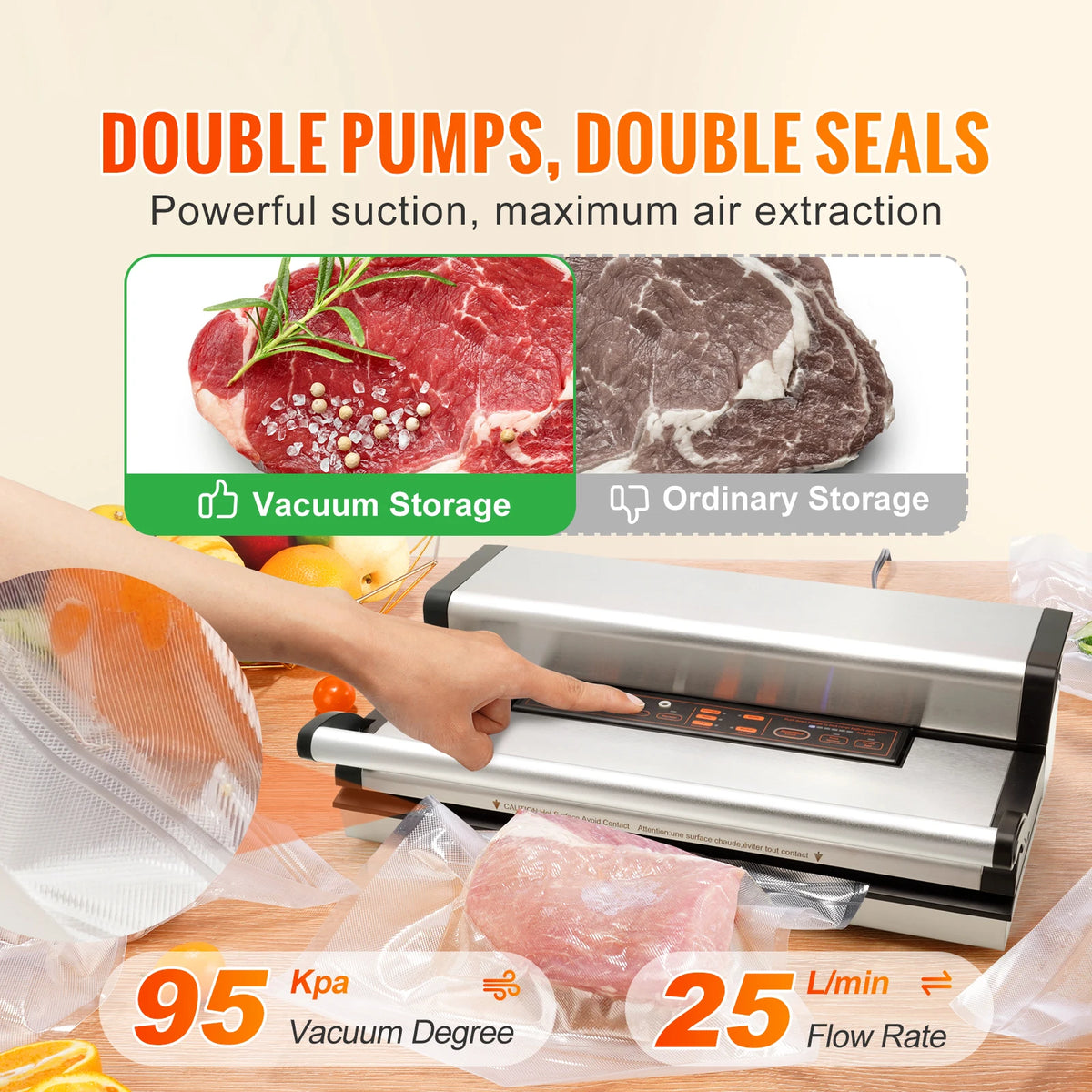 SucceBuy Commercial Automatic Vacuum Sealer With Roll Storage And Cutter