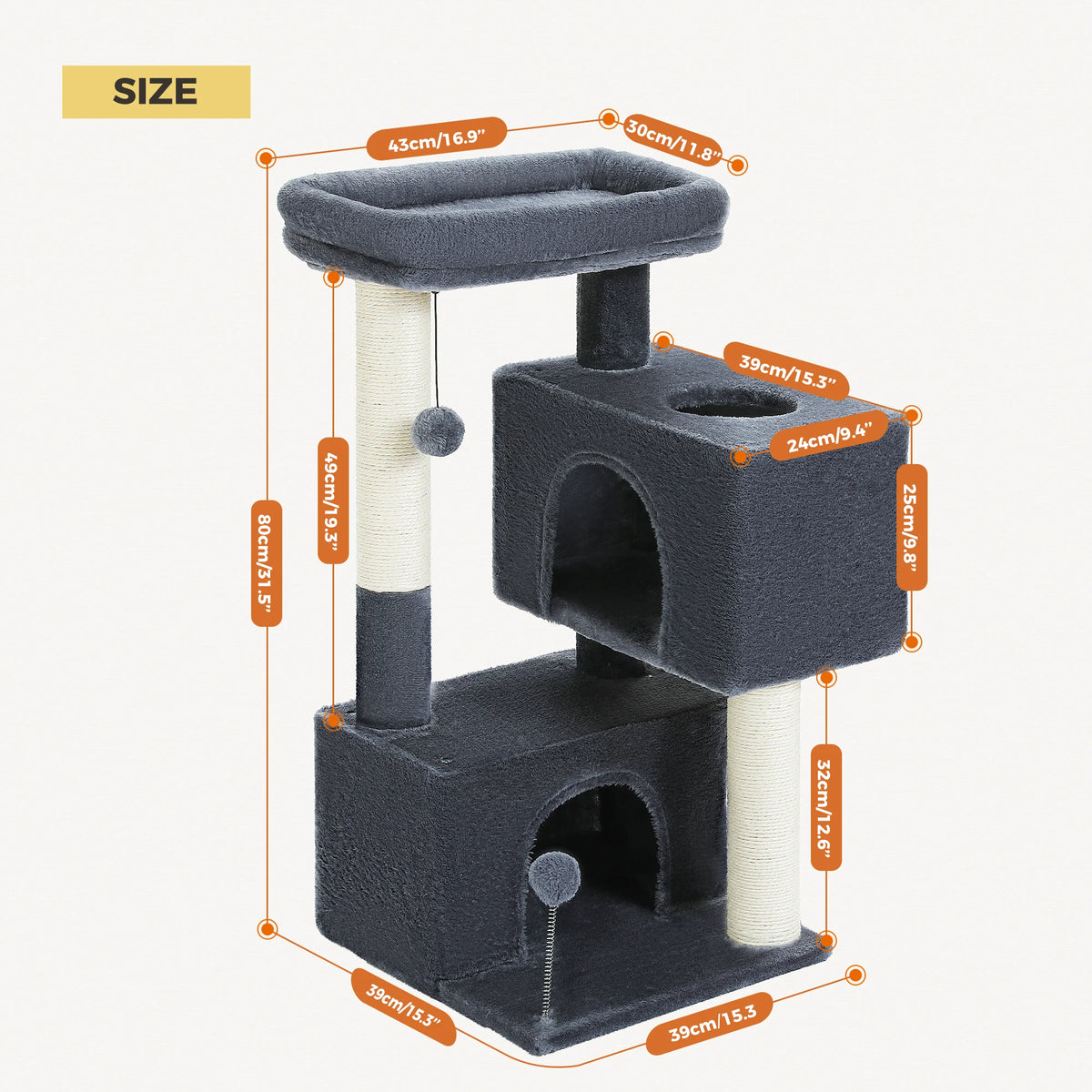 Large Cat Tree for Indoor Cats Multi-Level Cat Tower with Spacious Condos Sisal Scratching Pad Kitten House Accessories Cat Toys