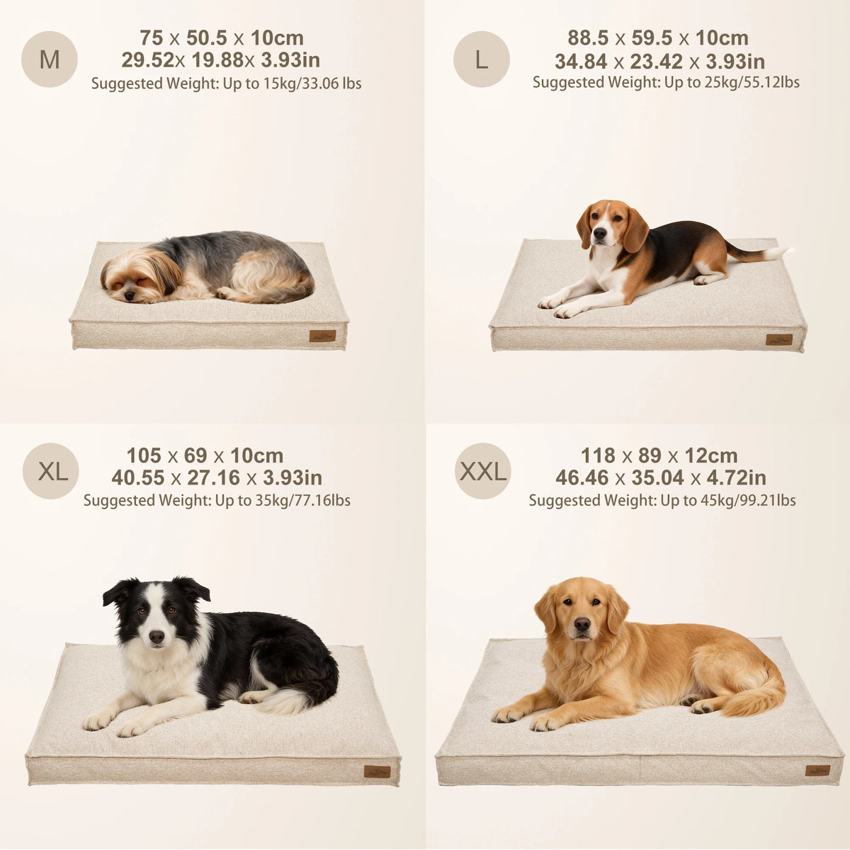 BORWART Washable Linen Dog Bed With Waterproof Lining
