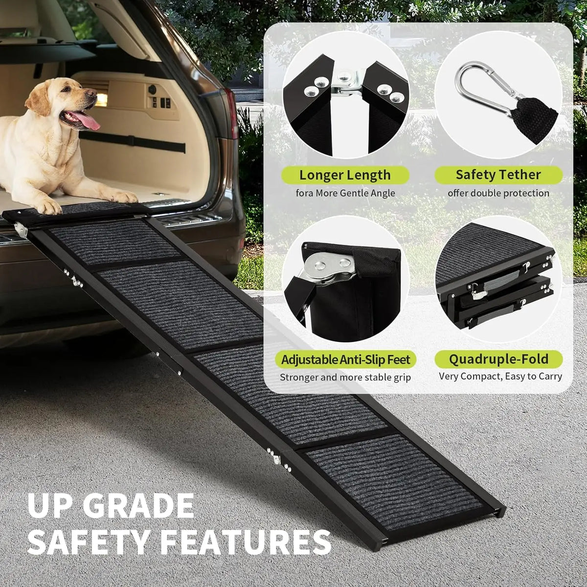HiMISS Folding Non Slip Dog Car Ramp for Large Dogs