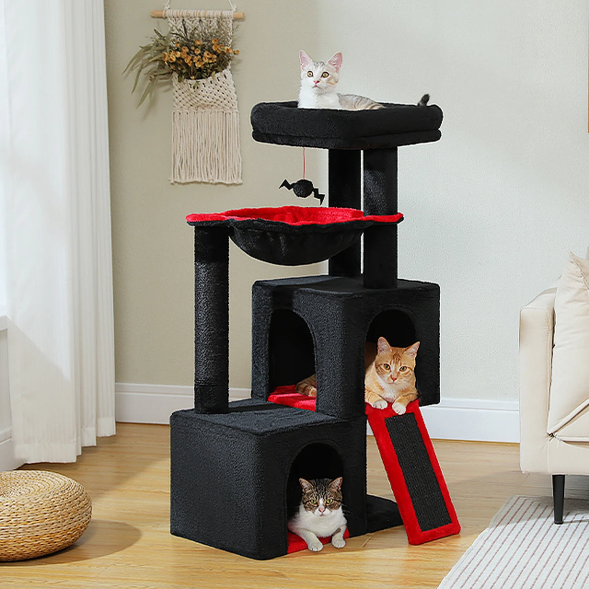 Large Cat Tree for Indoor Cats Multi-Level Cat Tower with Spacious Condos Sisal Scratching Pad Kitten House Accessories Cat Toys