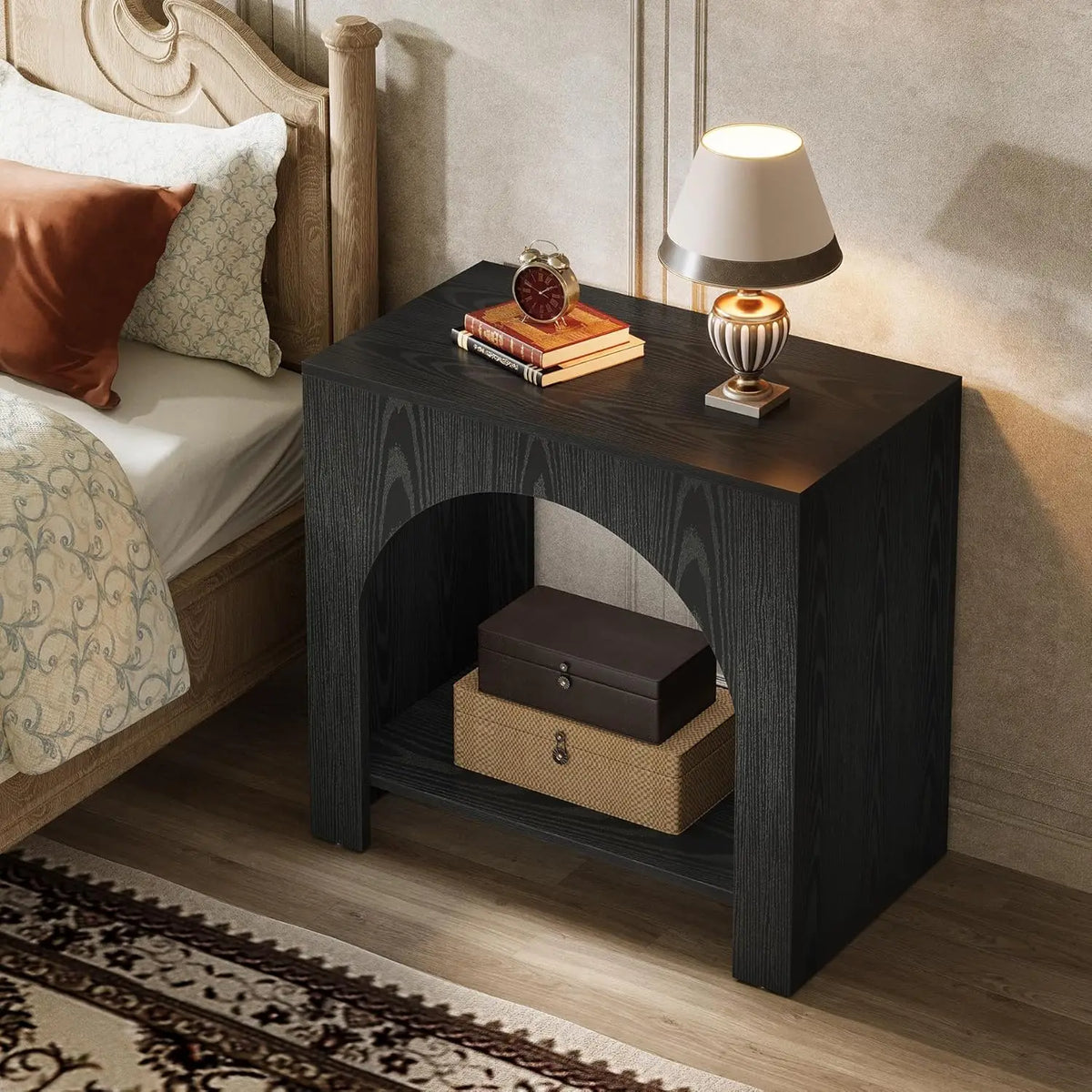 Farmhouse Nightstand With Storage Bedside Table For Bedroom Wooden Metal