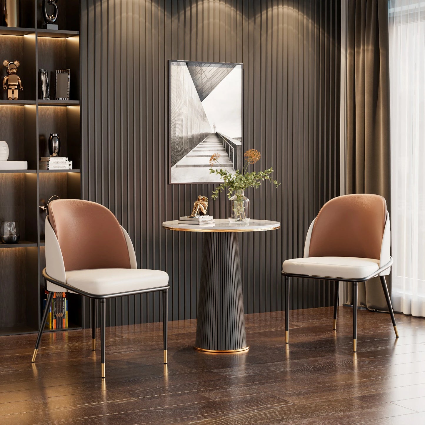 Modern Faux Leather Upholstered Kitchen Dining Chairs Set Of Two
