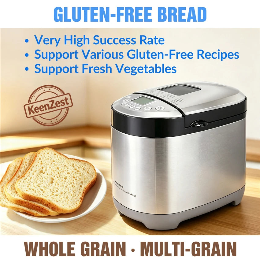 KeenZest Smart Automatic Bread Maker With Customizable Baking Cycles
