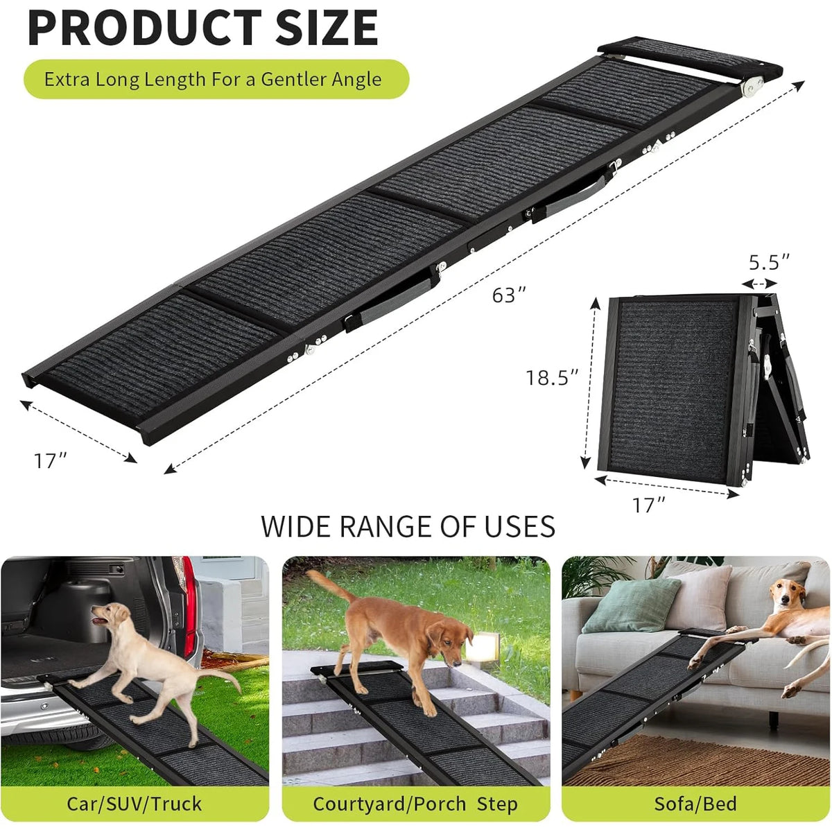 HiMISS Folding Non Slip Dog Car Ramp for Large Dogs