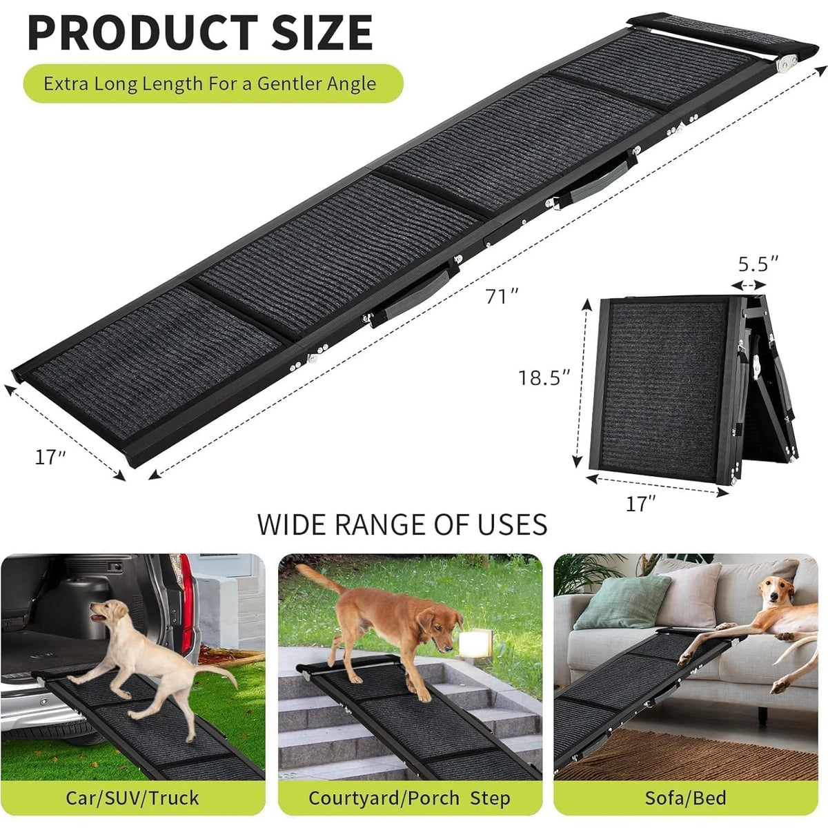 HiMISS Folding Non Slip Dog Car Ramp for Large Dogs