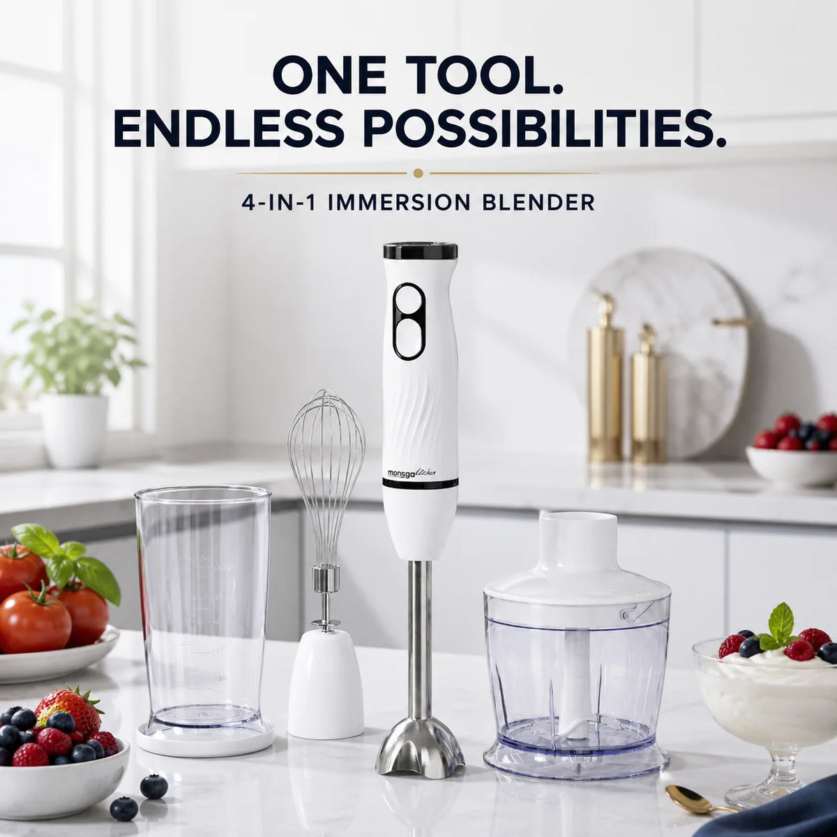 Erabros 4 In 1 Multifunctional Electric Hand Blender With Whisk