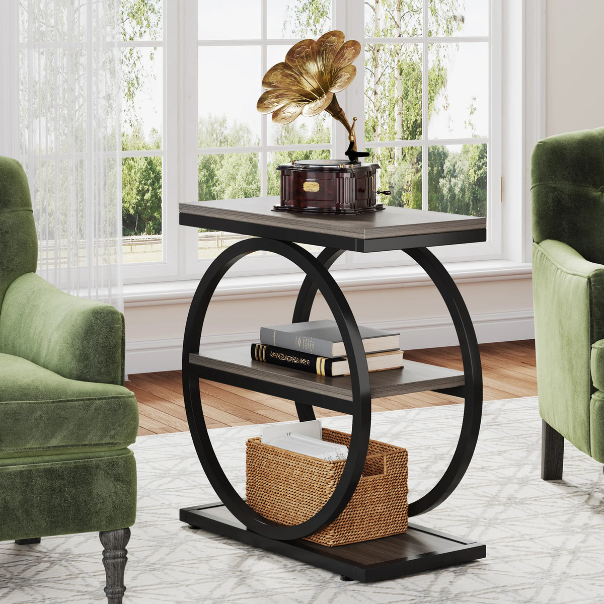 Tribesigns Industrial End Table With Storage Shelves Narrow Side Table