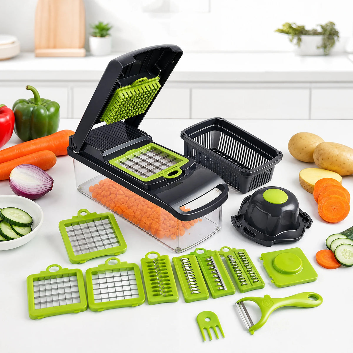 Advanced Vegetable Cutter - Wave Cut Pattern, Decorative Ridges for Veggies, Single Piece