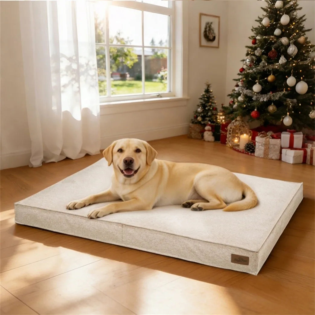 BORWART Washable Linen Dog Bed With Waterproof Lining