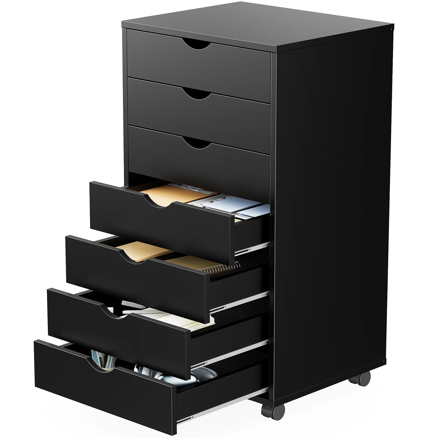 JHK Drawer Chest With Rollers Nightstand Storage Cabinet