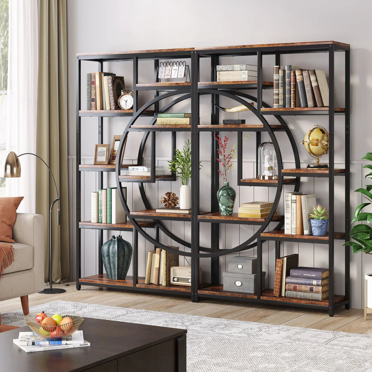 Tribesigns Industrial Etagere Bookcase Display Shelf Storage Organizer