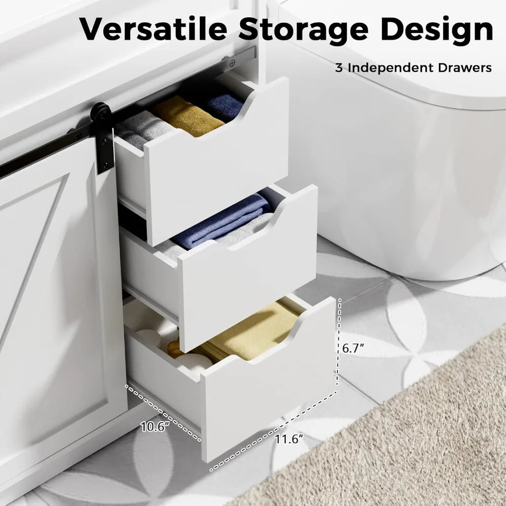Farmhouse Bathroom Vanity Cabinet With Sink And Sliding Barn Door