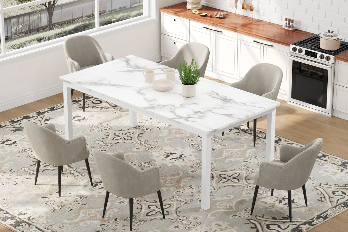 EliteZ Farmhouse Wooden Dining Table With Industrial Metal Frame