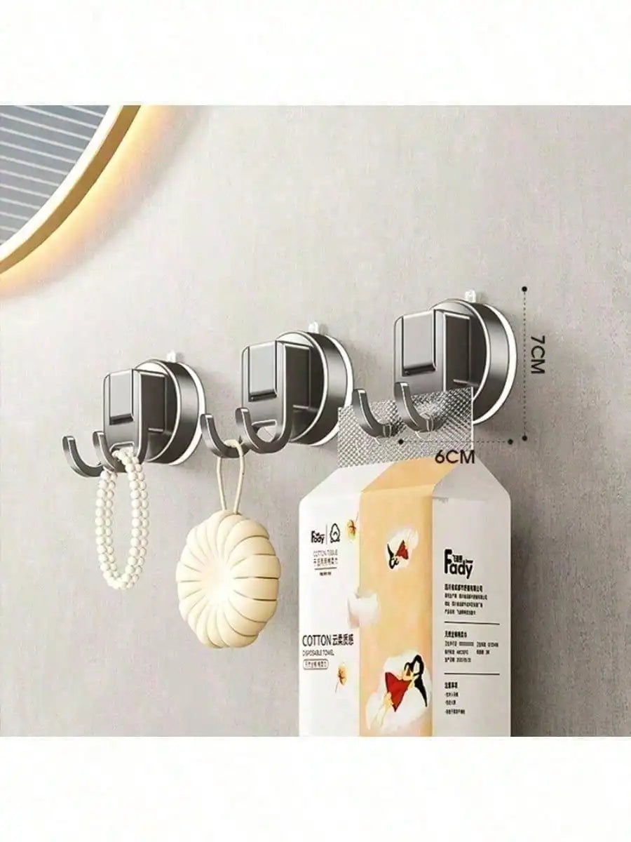 Suction Cup Double Hook, No Drill Wall Mounted Hook For Bathroom Shower Room Corner Washbasin Hanging,Bathroom Hook, Suction Cup Hook, Double Hook, Wall Mounted Hook, No Drill Hook, Shower Hook