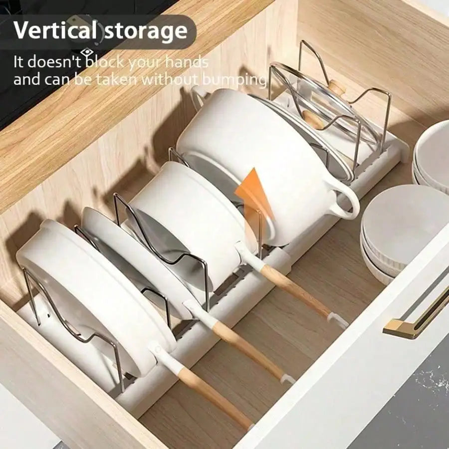 Heavy Duty Stainless Steel Pull Out Pot Lid Organizer Rack