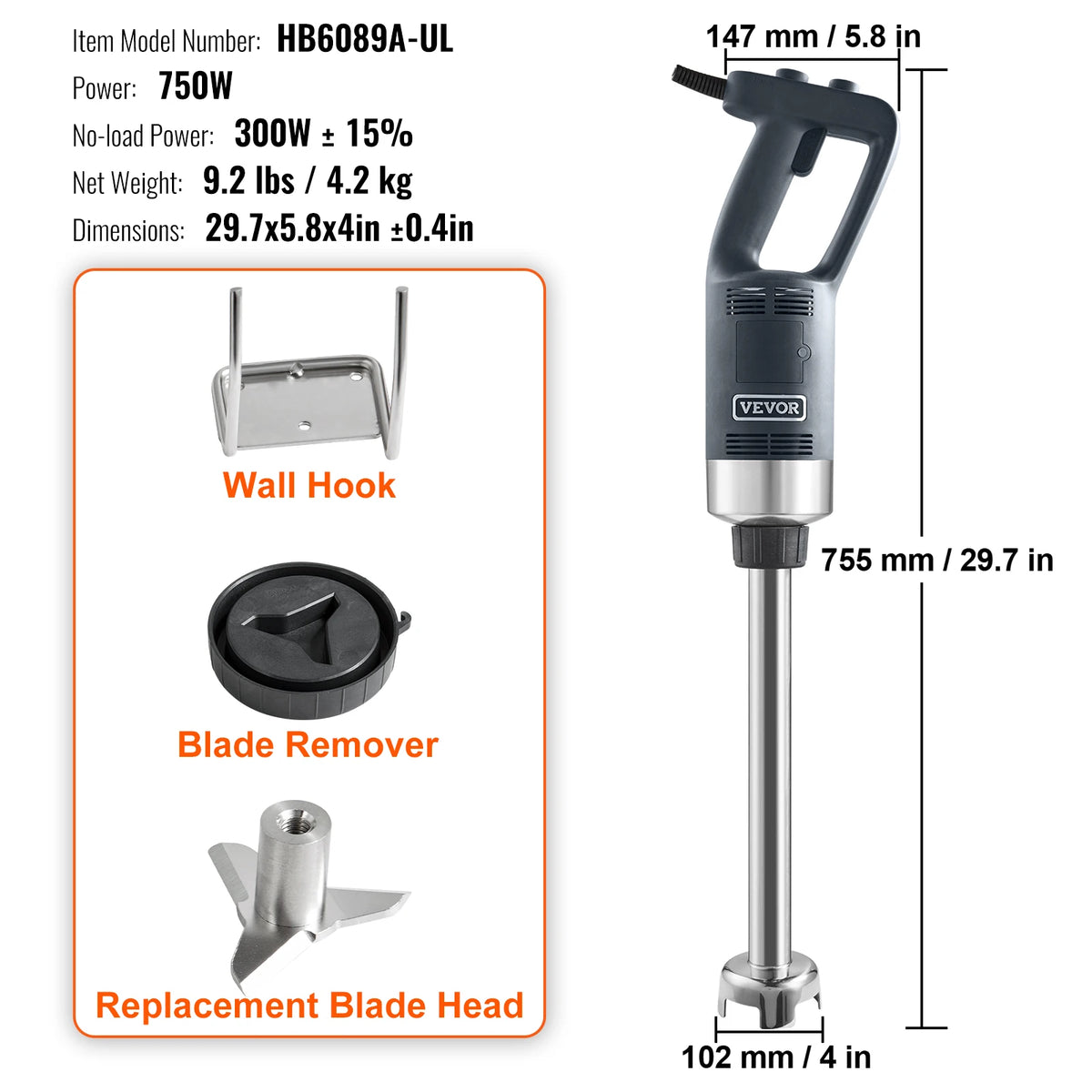 SucceBuy 16" Commercial Immersion Blender Heavy Duty Hand Mixer Multi-Purpose Portable Mixer for Soup Smoothie Puree Baby Food