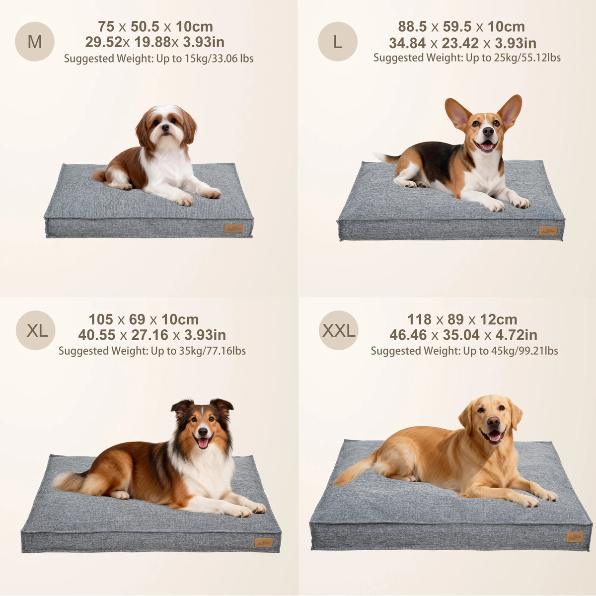BORWART Washable Linen Dog Bed With Waterproof Lining