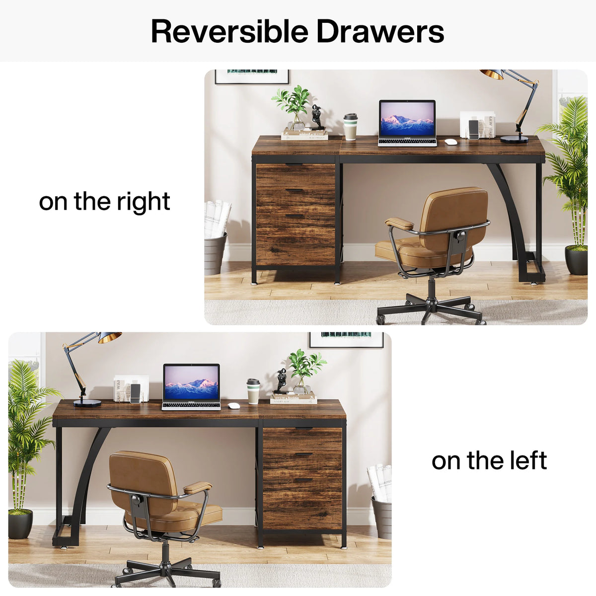 Tribesigns Computer Desk With Three Drawers Industrial Workstation