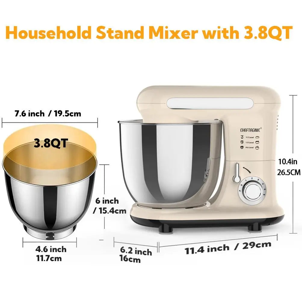 Cheftronic Tilt Head Stand Mixer With Stainless Steel Bowl