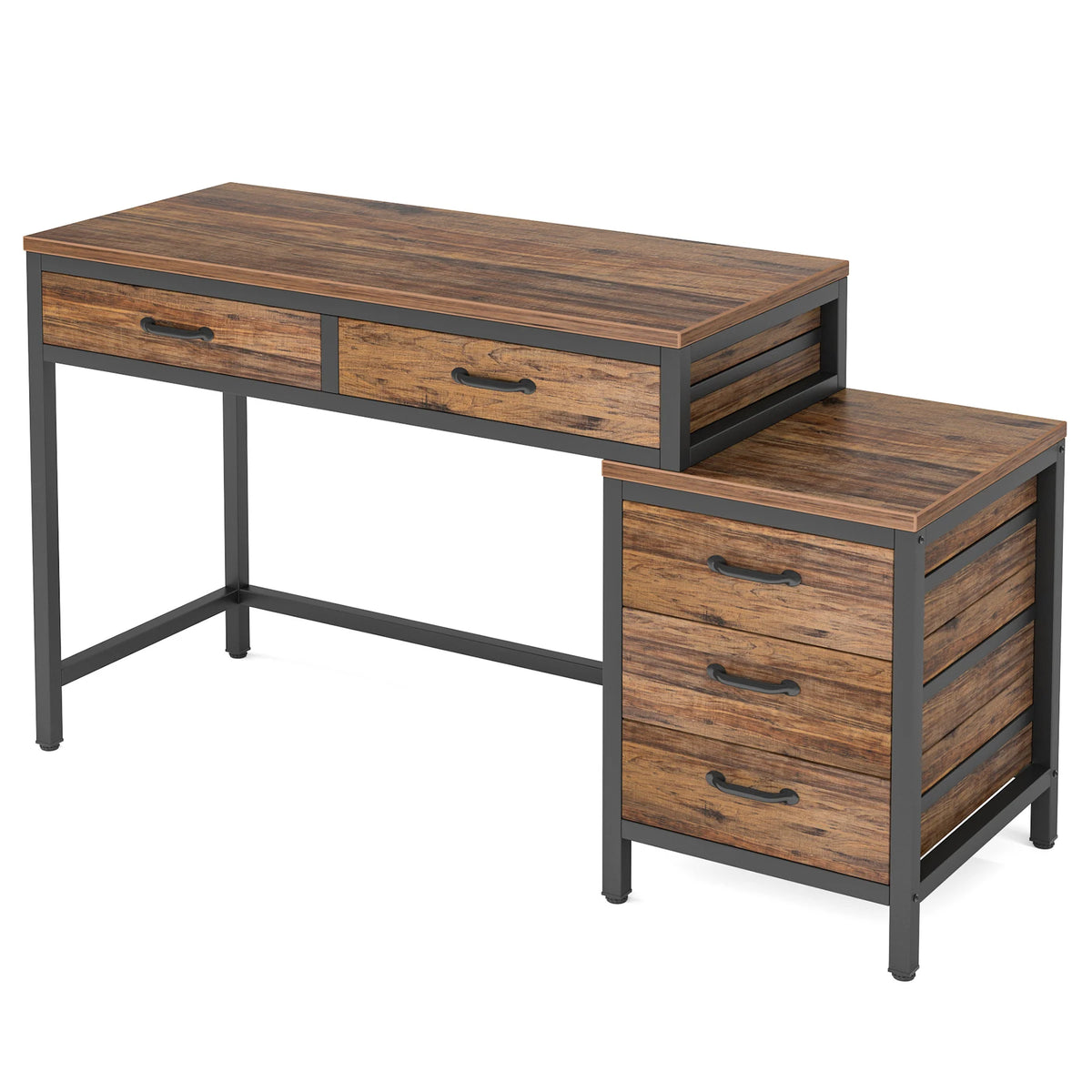 Tribesigns Computer Desk With Three Drawers Industrial Workstation