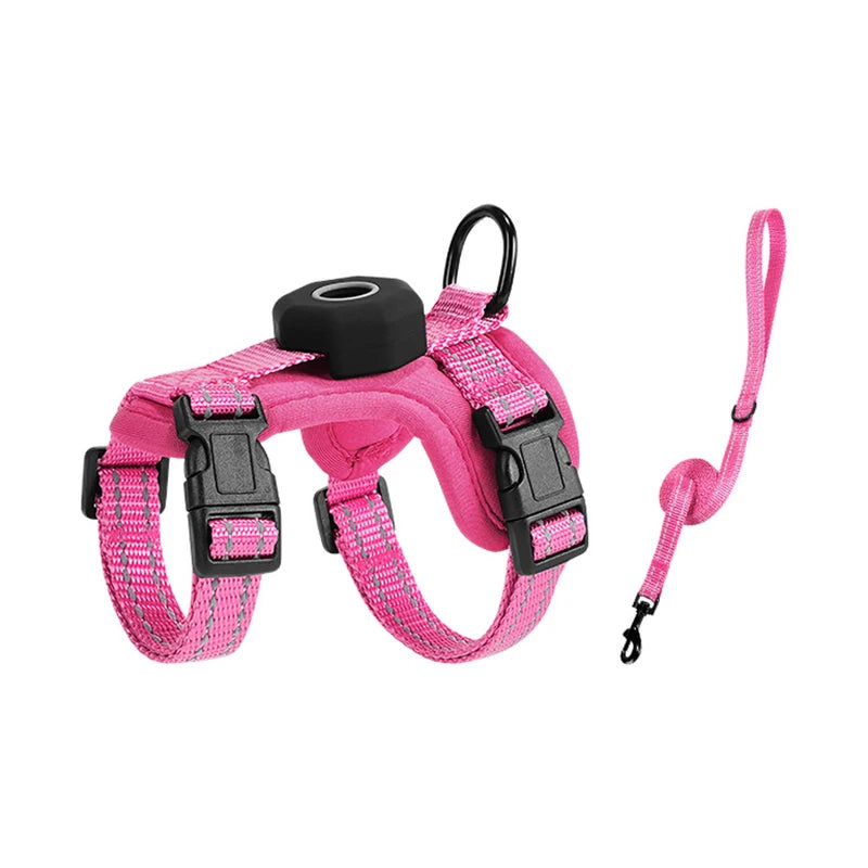 Escape-Proof Cat Harness with AirTag Holder Lightweight Reflective Adjustable Kitten Vest Harness for Outdoor Walking Active Cat