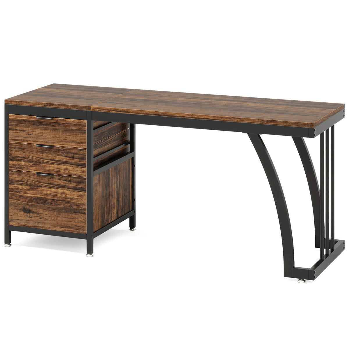 Tribesigns Computer Desk With Three Drawers Industrial Workstation