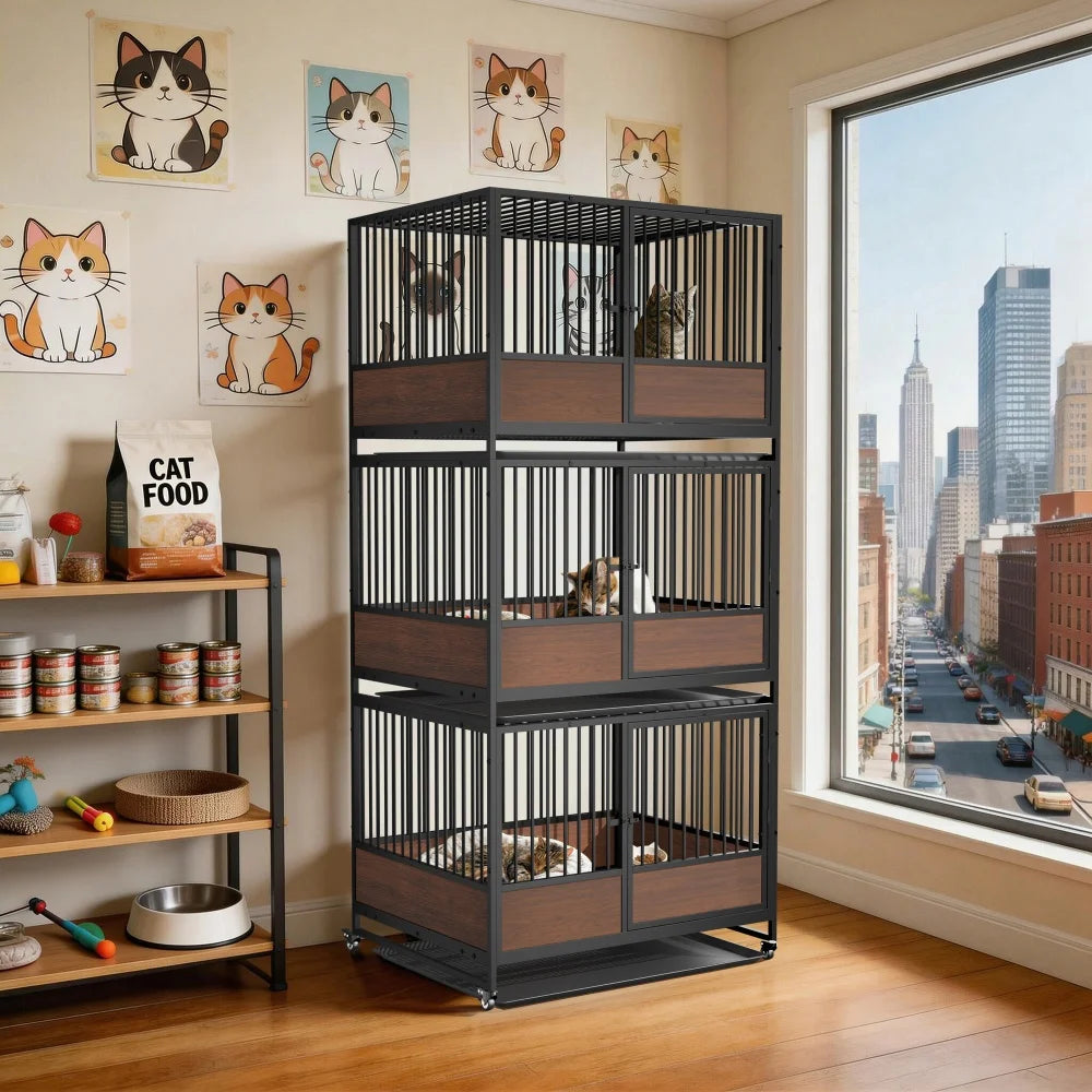 Heavy Duty Metal Cat Cage Enclosure Playpen Kennel for Cats