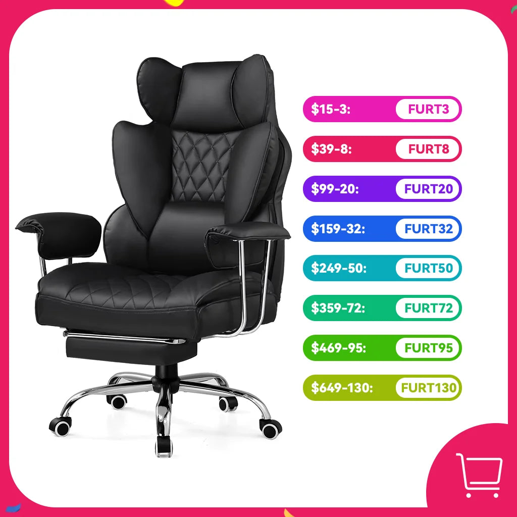Big and Tall Gaming Chair with Pocket Spring Lumbar Support, Ergonomic Office Chair with Footrest