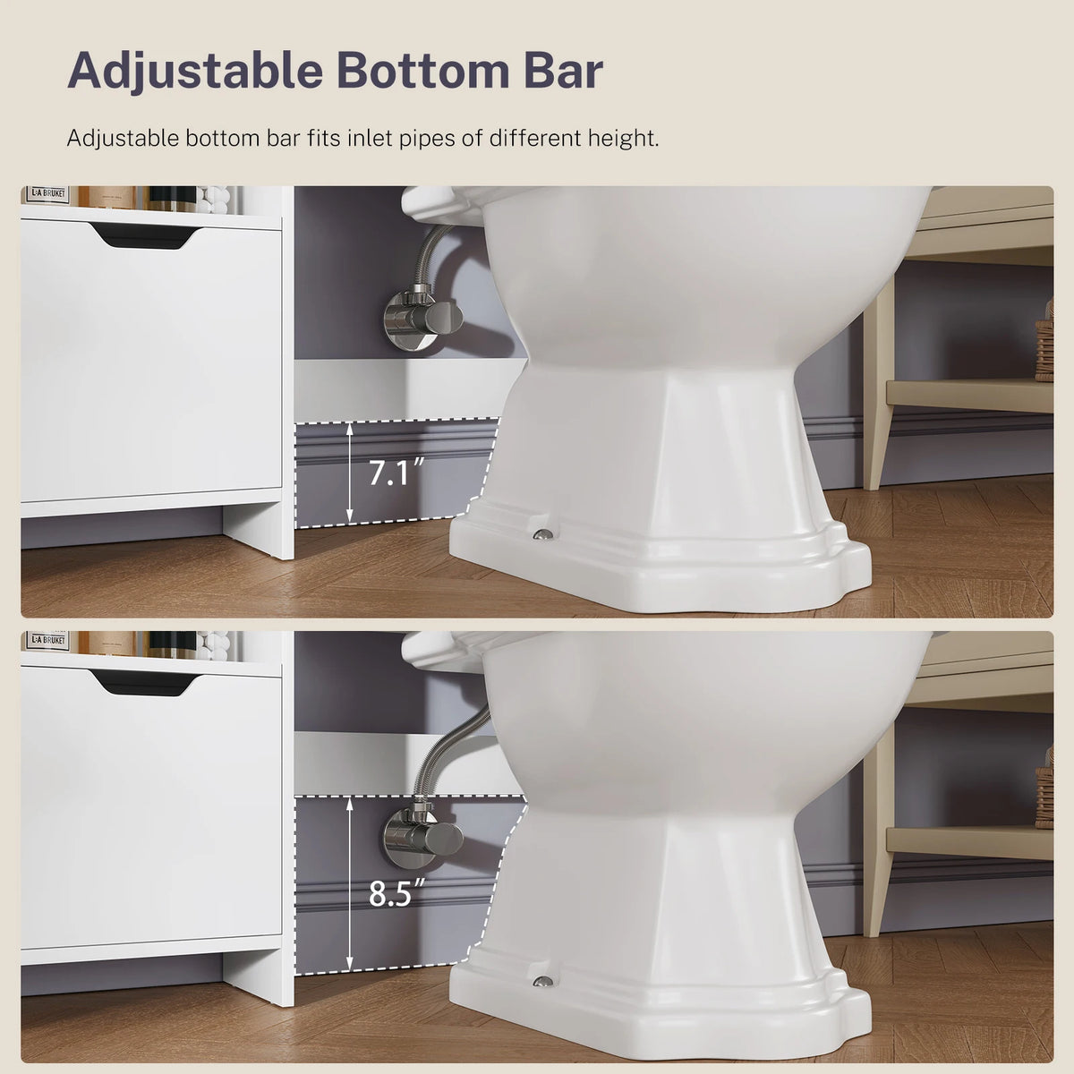 Over the Toilet Storage Cabinet with 2 Adjustable Drawers & 1 Cabinet, Freestanding Toilet Storage Cabinet with 6 open Shelves & 1 Adjustable shelf, Bathroom Storage Cabinets for Bathroom, White