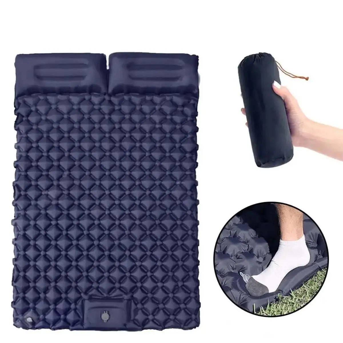 Waterproof Inflatable Mattress Camping Sleeping Pad Foldable With Pillow Mat