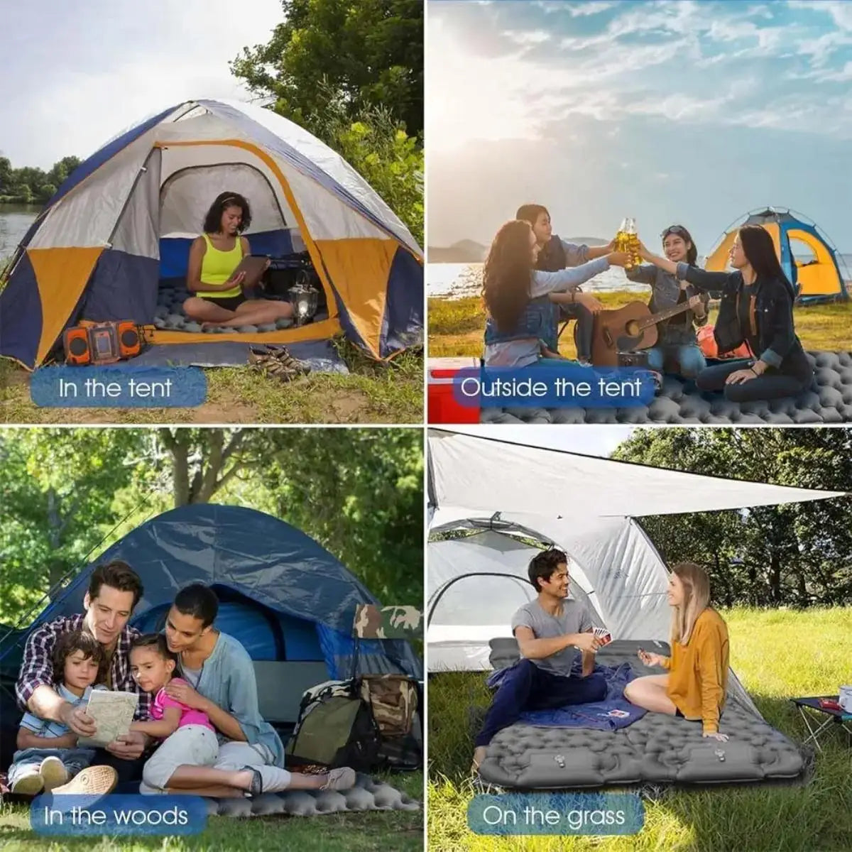 Waterproof Inflatable Mattress Camping Sleeping Pad Foldable With Pillow Mat