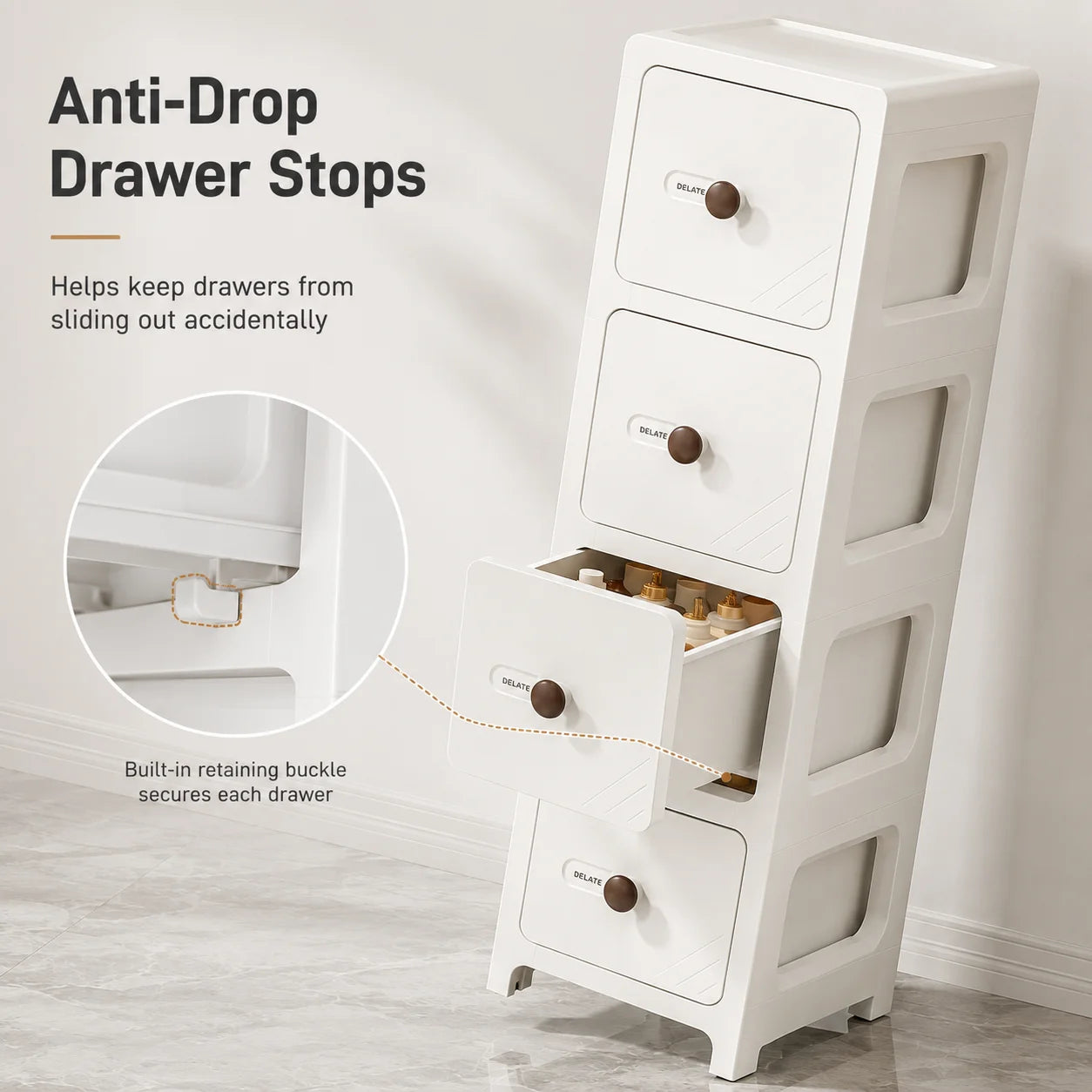 2/3/4/5-tier narrow bathroom rolling storage cabinet with flip-top striped transparent doors and lockable 360° swivel wheels, light green modular stackable slim vertical organizer tower, perfect for bathroom, beside the toil
