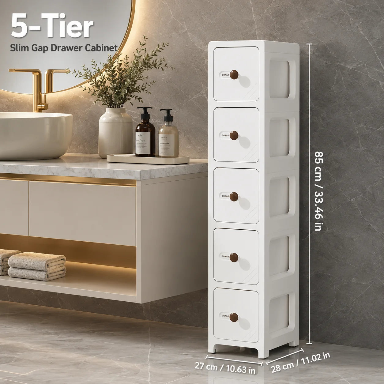 2/3/4/5-tier narrow bathroom rolling storage cabinet with flip-top striped transparent doors and lockable 360° swivel wheels, light green modular stackable slim vertical organizer tower, perfect for bathroom, beside the toil