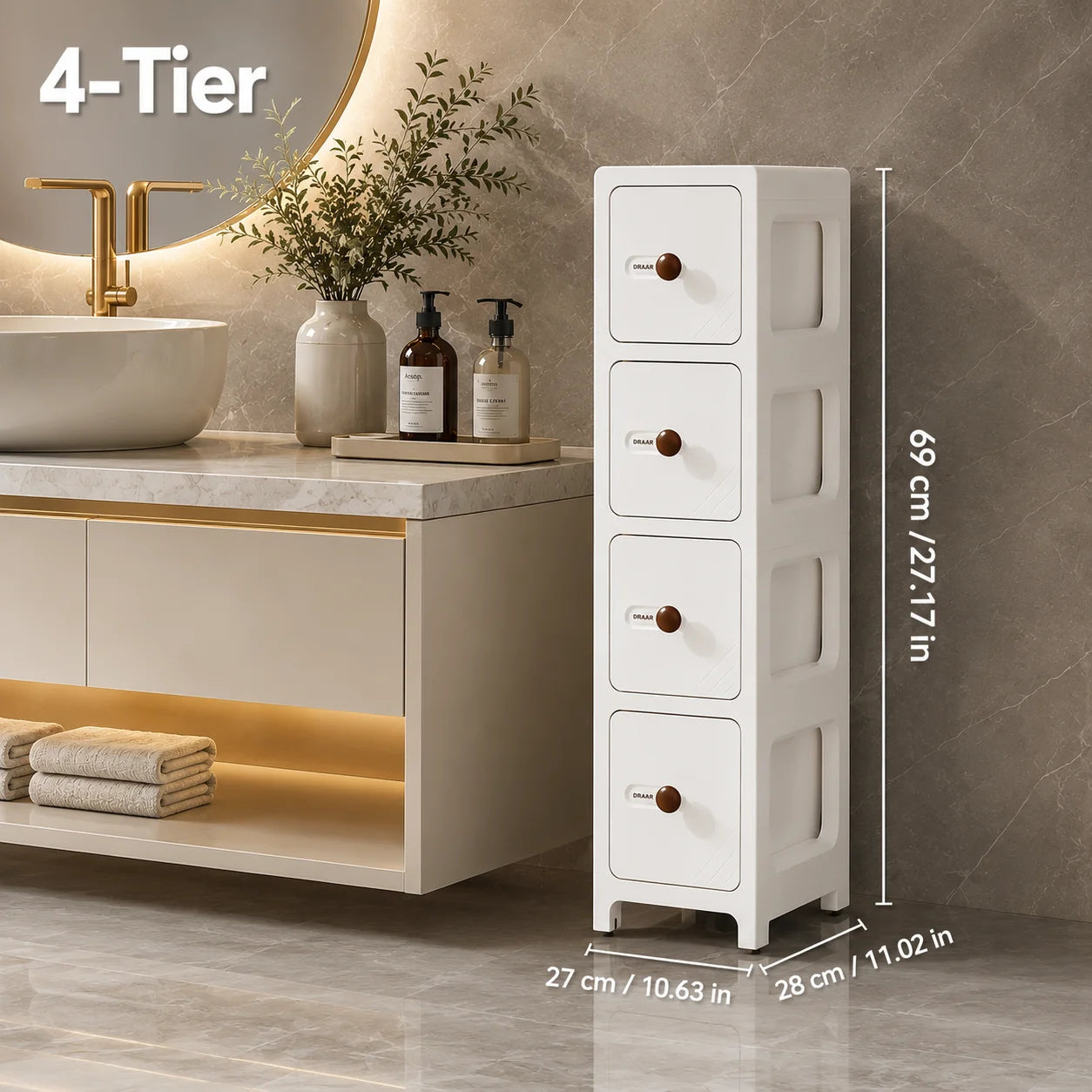 2/3/4/5-tier narrow bathroom rolling storage cabinet with flip-top striped transparent doors and lockable 360° swivel wheels, light green modular stackable slim vertical organizer tower, perfect for bathroom, beside the toil