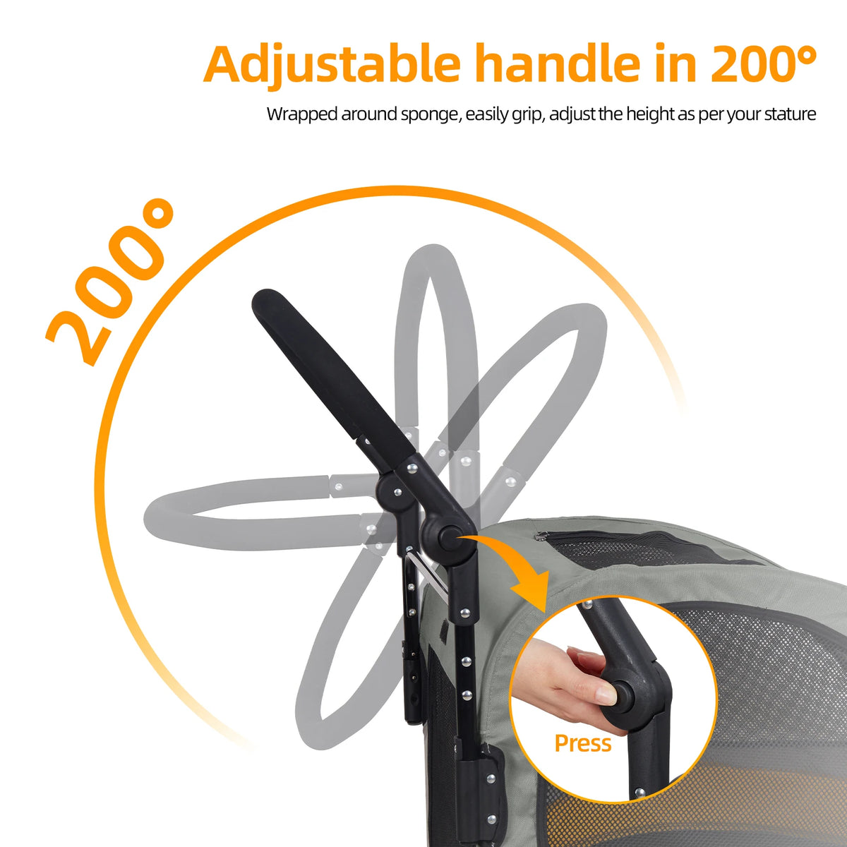 Foldable Four Wheel Pet Stroller with Breathable Travel Carrier