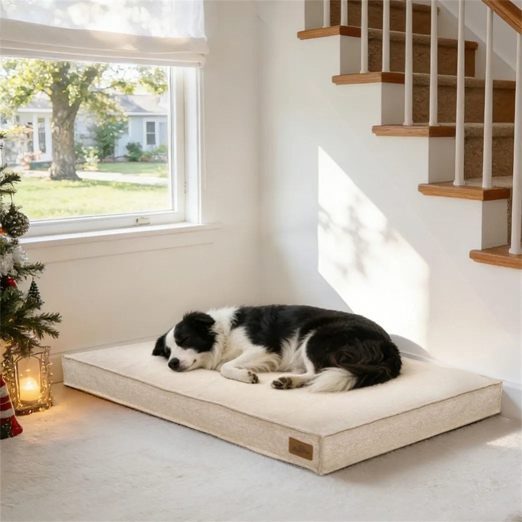 BORWART Washable Linen Dog Bed With Waterproof Lining