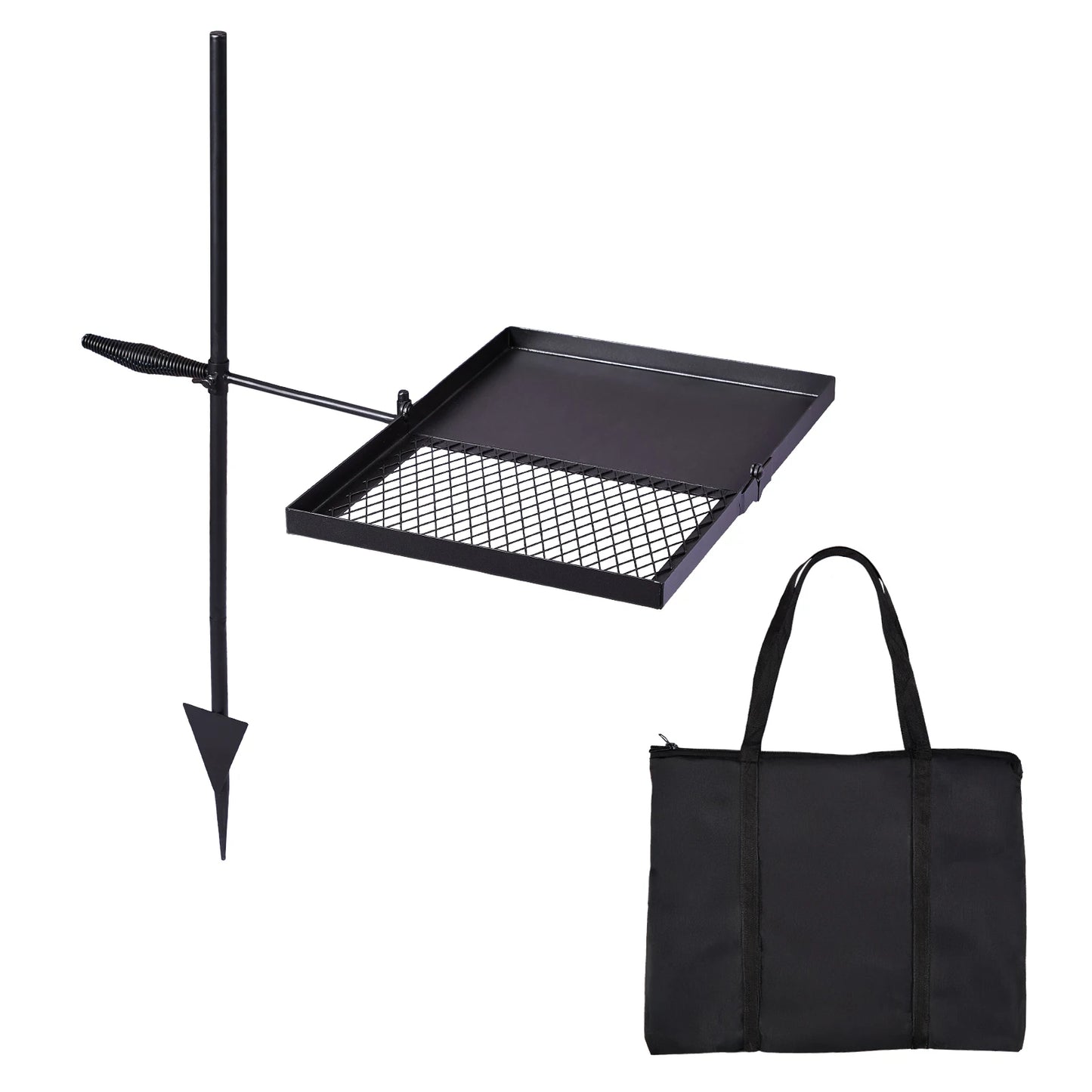 Folding Swivel Campfire Grill, Portable Cooking Grate over Fire Pit, Lightweight Grate Camp Fire Rack with Carrying Bag Outdoor