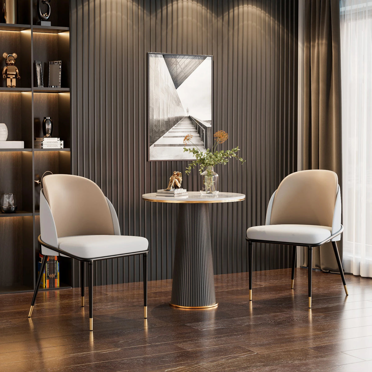Modern Faux Leather Upholstered Kitchen Dining Chairs Set Of Two