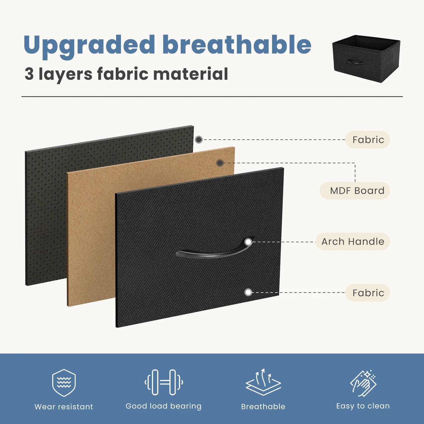 JHK Modern Bedroom Furniture Storage Fabric Drawer Organizer Chest