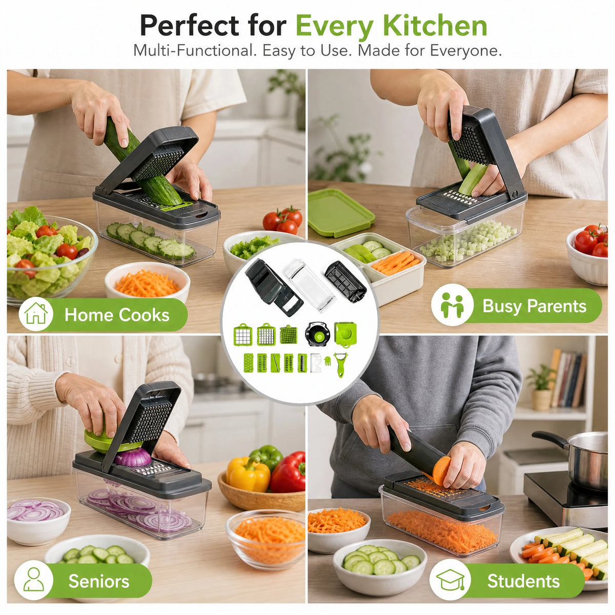 Advanced Vegetable Cutter - Wave Cut Pattern, Decorative Ridges for Veggies, Single Piece