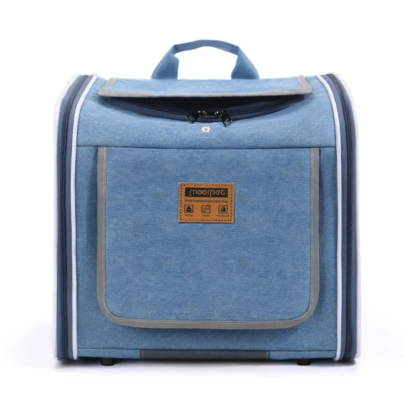 Portable Pet Carrier Backpack Handheld Travel Bag Car Seat Bicycle Mesh Cat Dog Bag Foldable Outdoor Pet Supplies