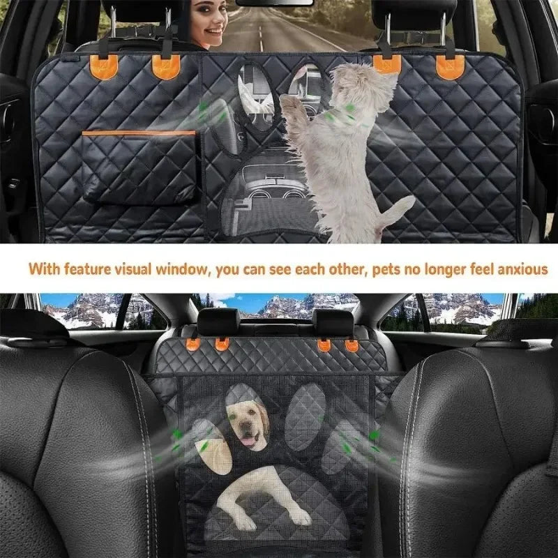 Waterproof Dog Car Seat Cover for Back Seat Dog Car Hammock with Visual Mesh Window and Side Zipper Car Seat & Door Protection