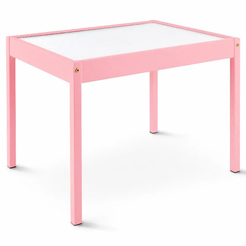 Mainstays Kids 3-Piece Dry Erase Activity Table and Chair Set for Learning, Drawing & Creative Play, Pink