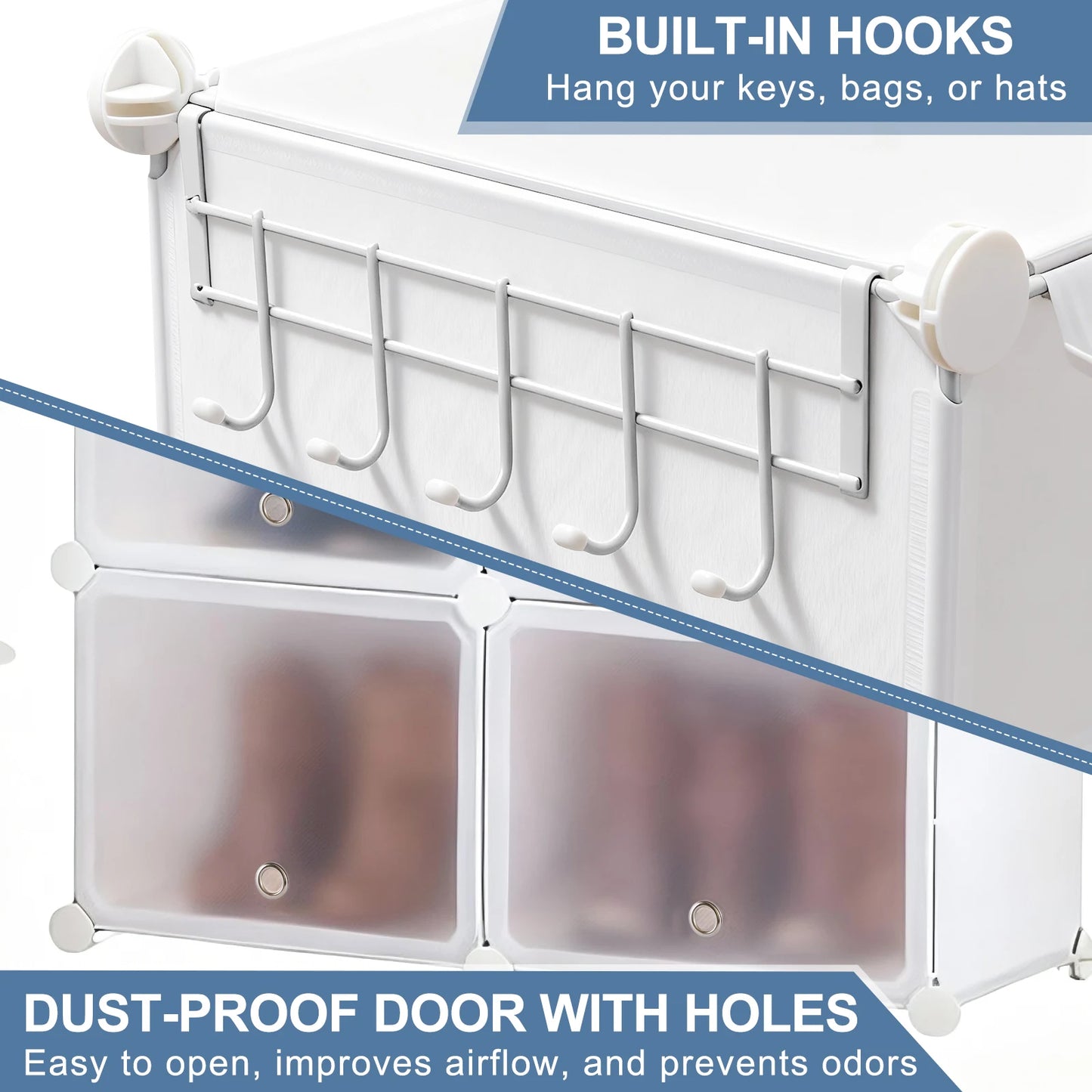 JHK Stackable Shoe Storage Cabinet With Door Plastic Multilayer Rack
